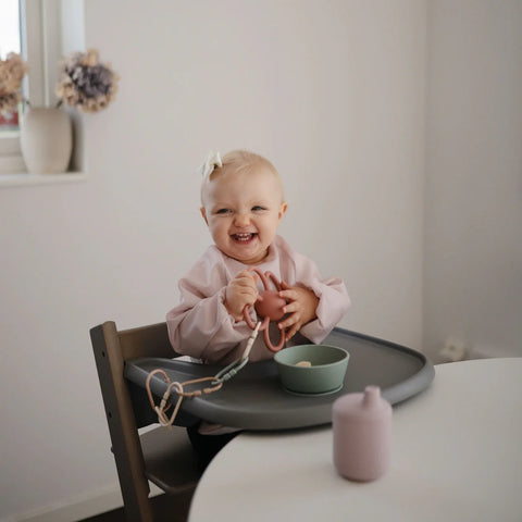 Mushie Long Sleeve Bib - Pastel Blooms