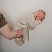 Mushie Linen Pacifier Clip - 2 Pack - Olive/Shifting Sand