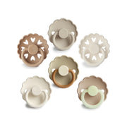 FRIGG 6-Pack Pacifiers - Round Latex - Cinnamon Charm