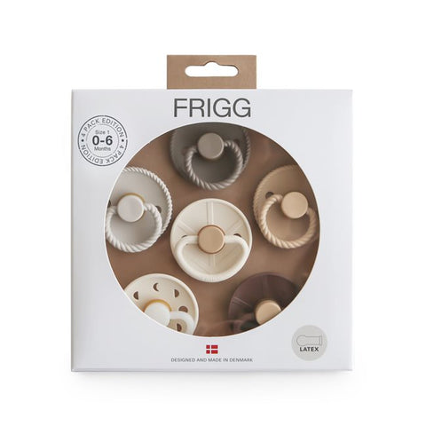 FRIGG 6-Pack Pacifiers - Round Latex - Earthy Wonder