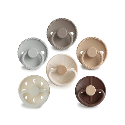 FRIGG 6-Pack Pacifiers - Round Silicone - Earthy Wonder