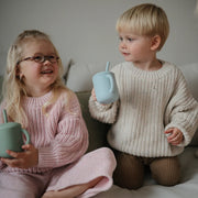 Mushie Silicone Training Cup + Straw - Retro Cars