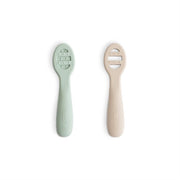 First Feeding Baby Spoons (2-pack) - Cambridge Blue / Shifting Sand