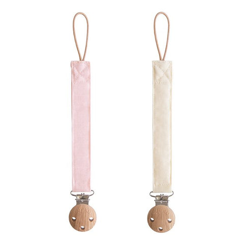 Mushie Linen Pacifier Clip - 2 Pack - Blush/Cream