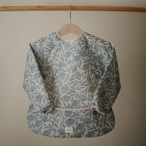 Mushie Long Sleeve Bib - Blue Flowers
