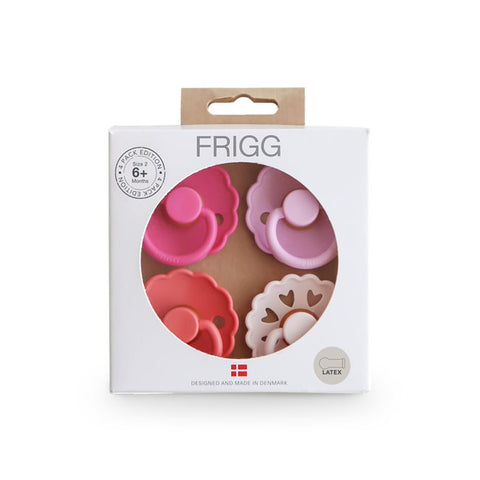 FRIGG 4-Pack Pacifiers - Round Latex - Rosy Romance