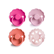 FRIGG 4-Pack Pacifiers - Round Latex - Rosy Romance