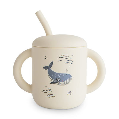 Silicone Training Cup with Straw - Whales