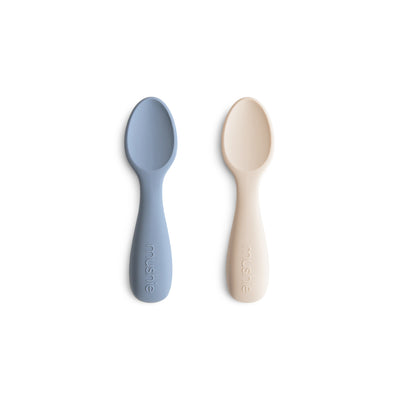 Mushie Toddler Starter Spoons 2-Pack - Tradewinds / Shifting Sand
