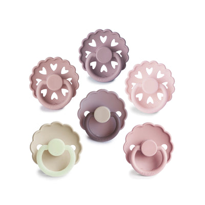 FRIGG 6-Pack Pacifiers - Round Silicone - Blooming Love