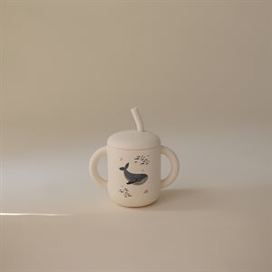 Silicone Training Cup with Straw - Whales