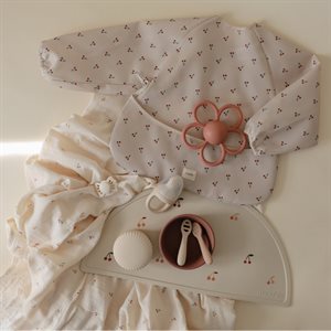 Mushie Long Sleeve Bib - Cherries