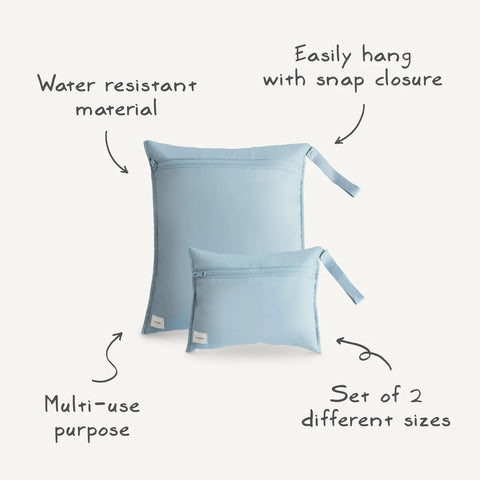 Mushie Water Resistant Wet Bag - 2 Pack - Fog