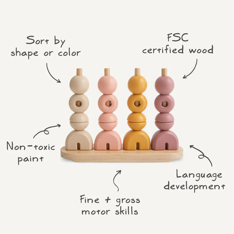 Mushie Wooden Multi Shape Stacker - Original