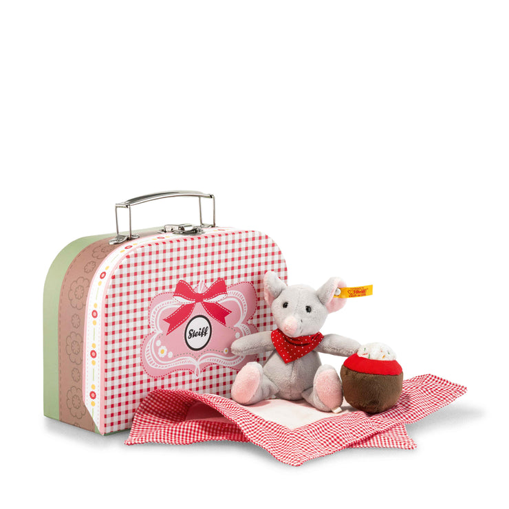 Picnic Friends Mr Little Mouse in Suitcase Pink/Grey
