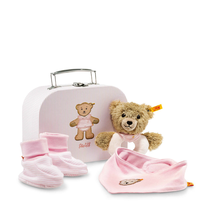 Sleep Well Bear grip toy & rattle gift set Pink 20cm