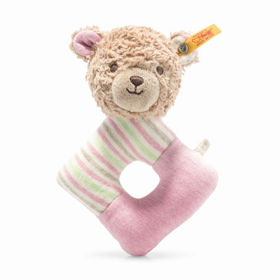 Rosy Teddy Bear Grip Toy with Rattle 15cm