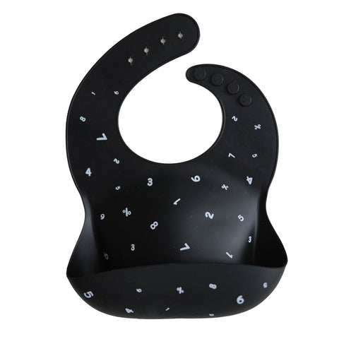 Silicone Baby Bib - Black Numbers