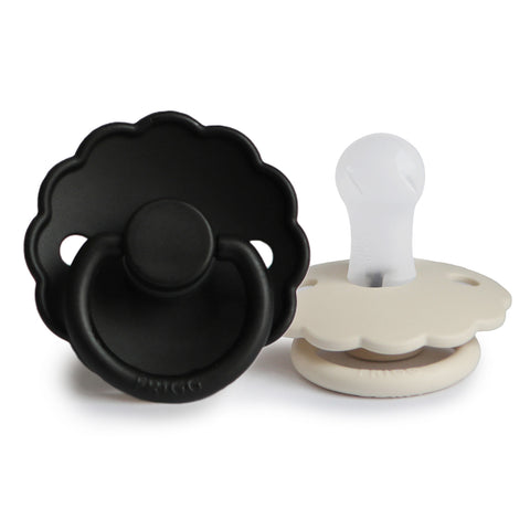 Daisy Pacifier Cream/Jet Black Silicone