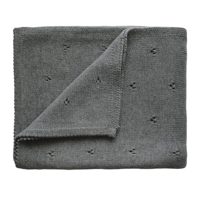 Knitted Blanket - Pointelle Grey Melange