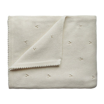 Knitted Blanket - Pointelle Ivory