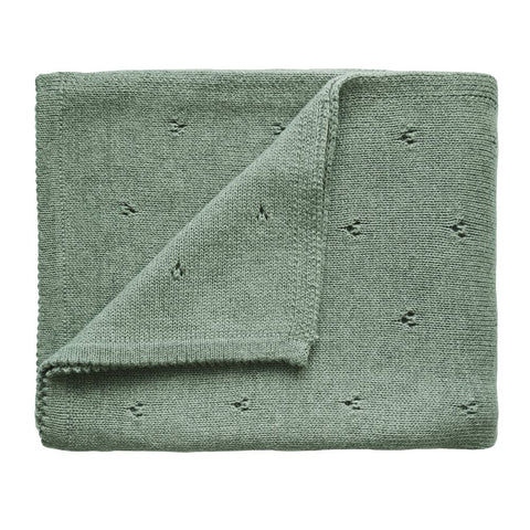 Knitted Blanket - Pointelle Sage Melange