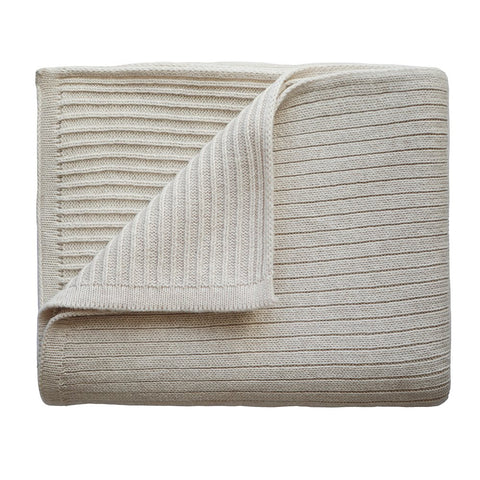 Knitted Blanket - Ribbed Beige Melange