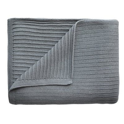 Knitted Blanket - Ribbed Grey Melange