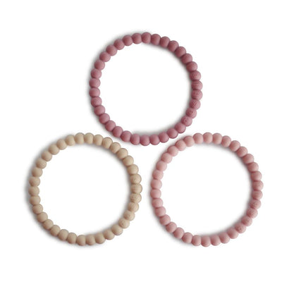 Pearl Teething Bracelet - Linen / Peony / Pale Pink