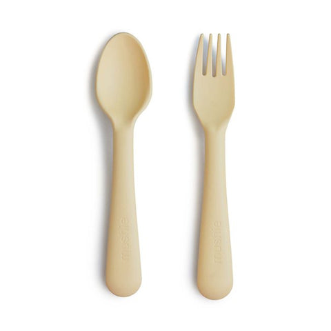 Mushie Fork & Spoon Set - Pale Daffodil