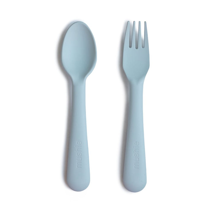 Mushie Fork & Spoon Set - Powder Blue