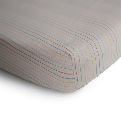 Mushie Crib/Bassinet Sheet - Retro Stripe