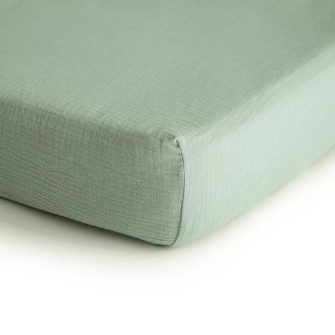 Mushie Crib/Bassinet Sheet - Roman Green