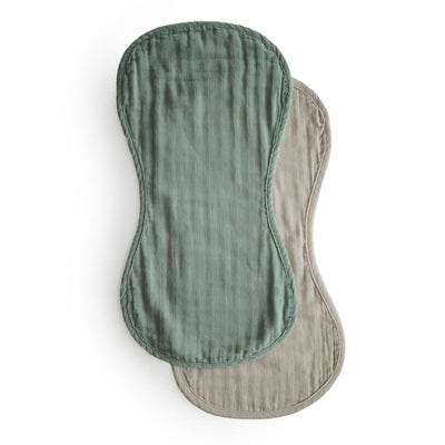 Muslin Burp Cloth Organic Cotton 2-Pack - Roman Green/Fog