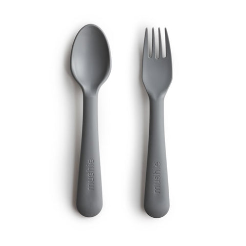 Mushie Fork & Spoon Set - Smoke