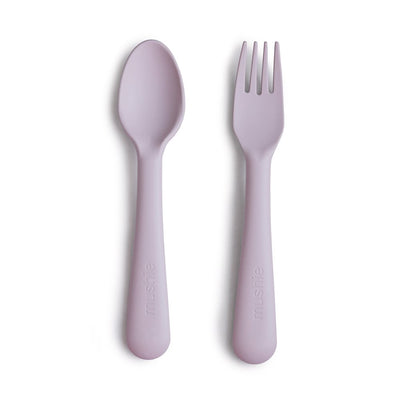 Mushie Fork & Spoon Set - Soft Lilac