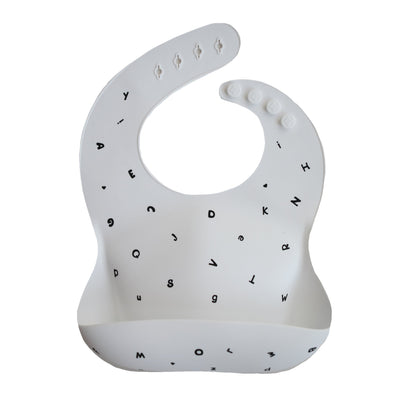 Silicone Baby Bib - White Letters