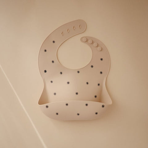 Silicone Baby Bib - Black Daisy