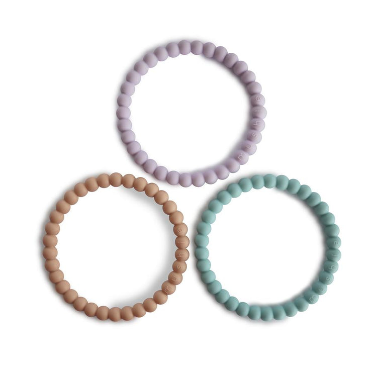 Pearl Teething Bracelet - Lilac / Cyan / Soft Peach