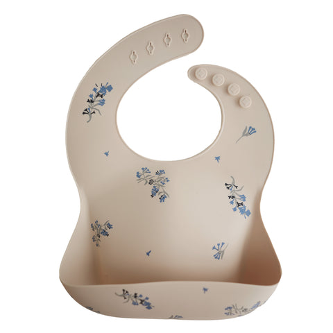 Silicone Baby Bib - Lilac Flowers